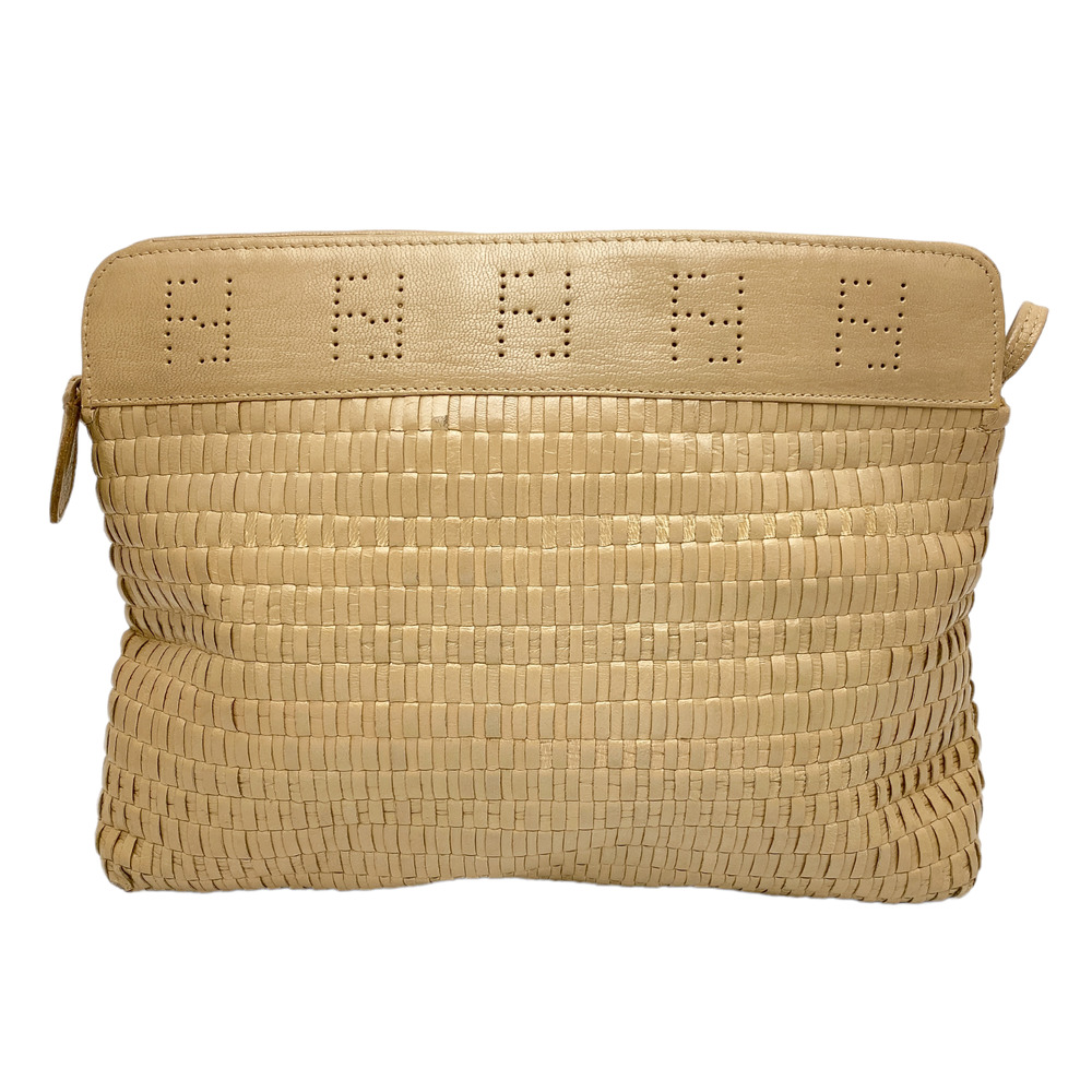 Vintage Fendi Vintage Tan Woven Leather Crossbody Bag Purse - Picture 4 of 12